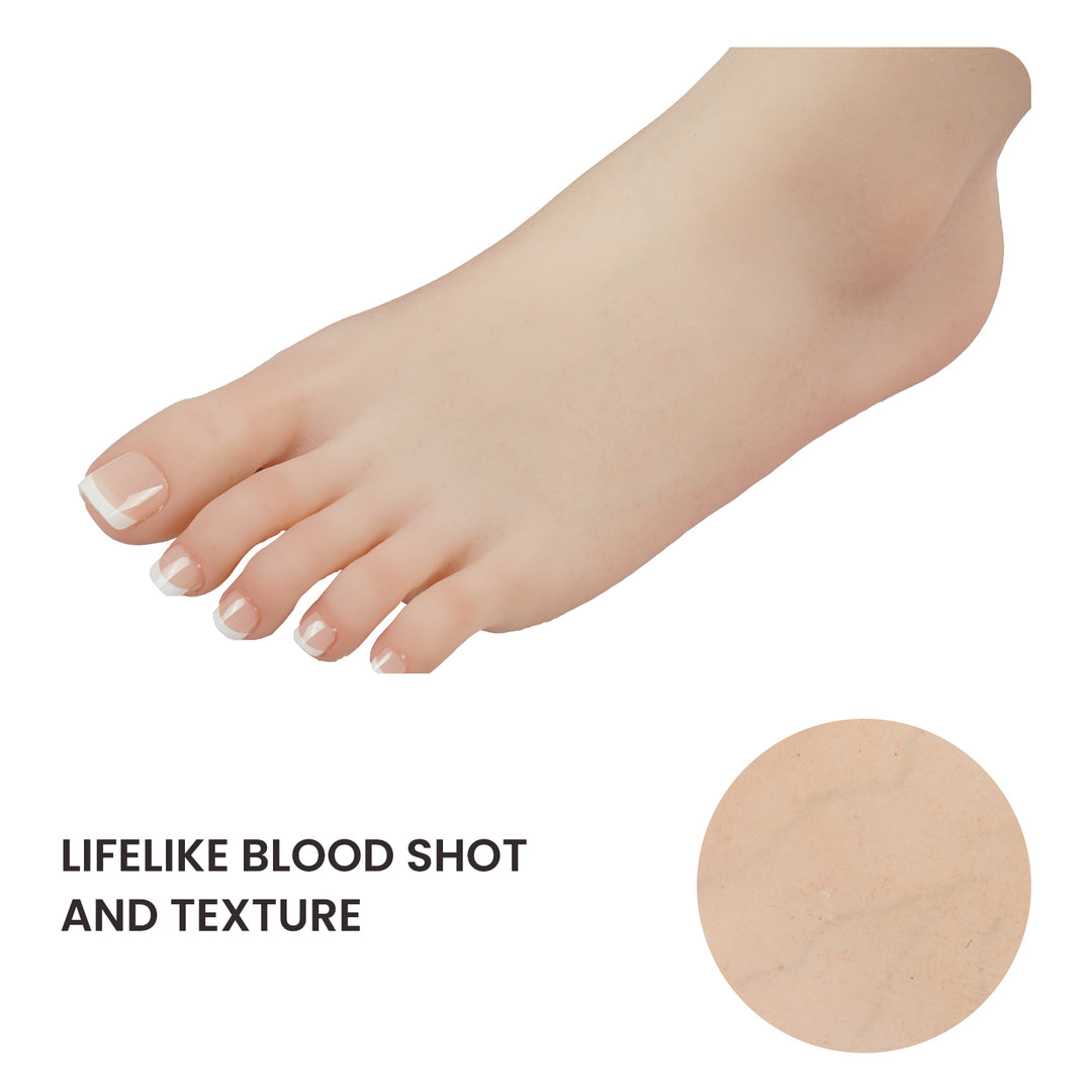 Soft Silicone Lifesize Female Mannequin Foot with Nail Shoes Jewelry Sock Display