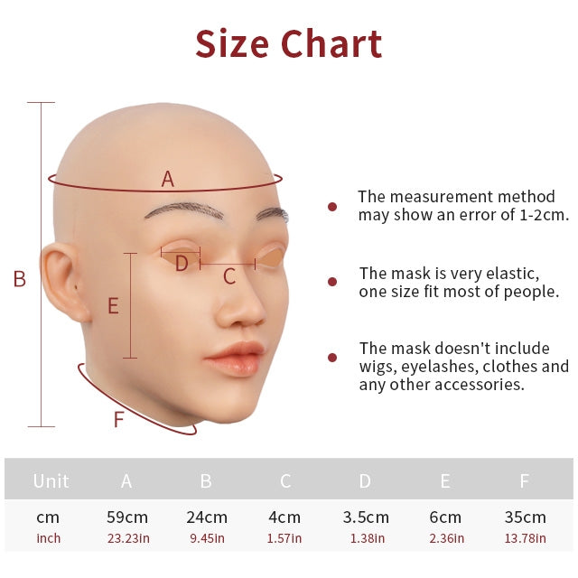 Máscara de cabeza femenina de silicona Elsa 1G