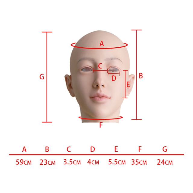 Máscara de cabeza femenina de silicona Sophia 1G