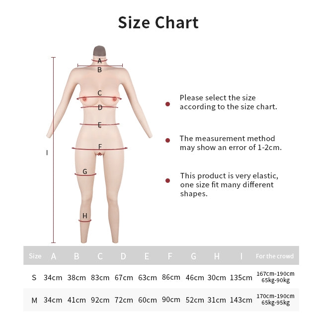 Body de silicona hasta los tobillos con Copa C y Copa E  manga 2G
