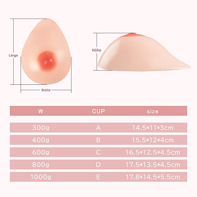 Formas de mama de silicona adhesivas adhesivas de un par para mastectomía