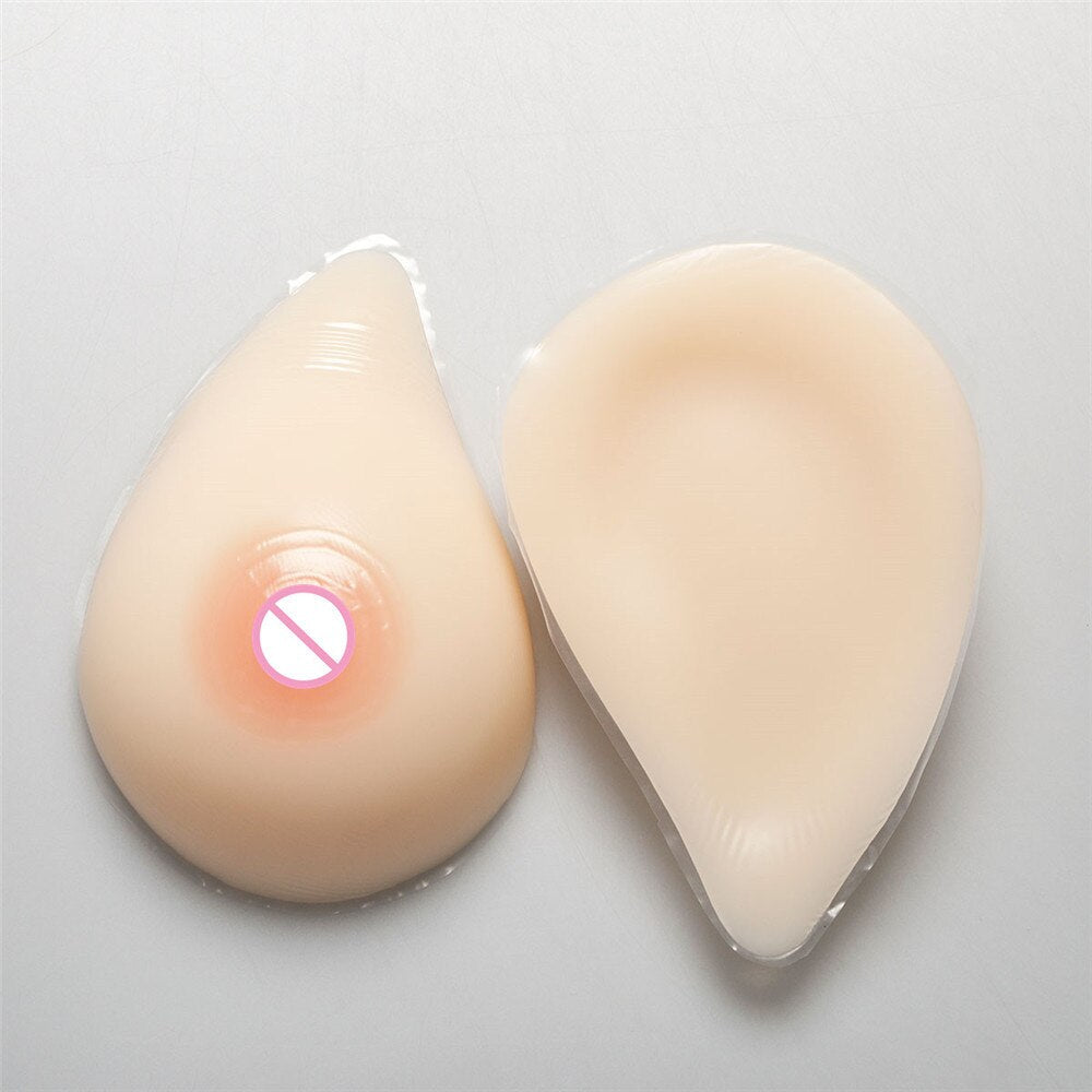 Formas de mama de silicona en forma de lágrima con sujetador de bolsillo rojo 